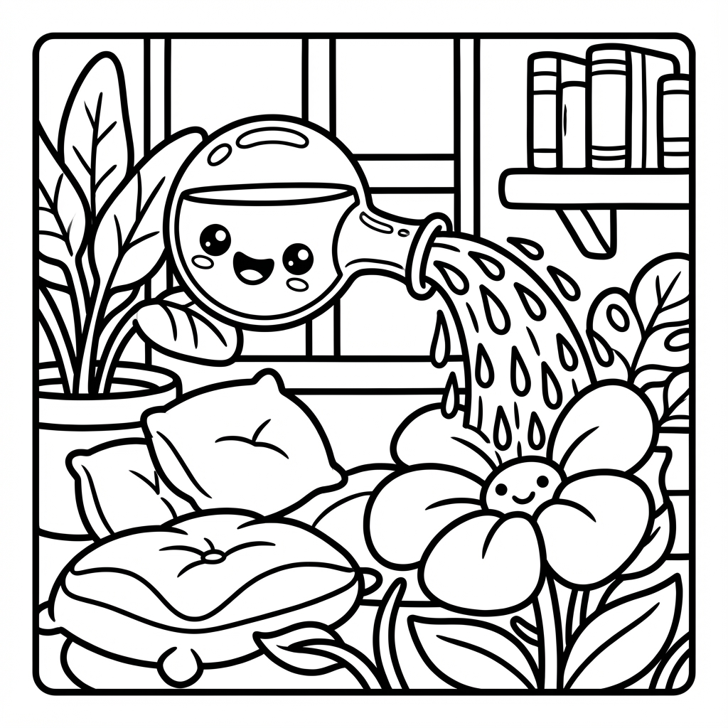 My autumn jar filled with leaves and mushrooms, great for thick line coloring pages.